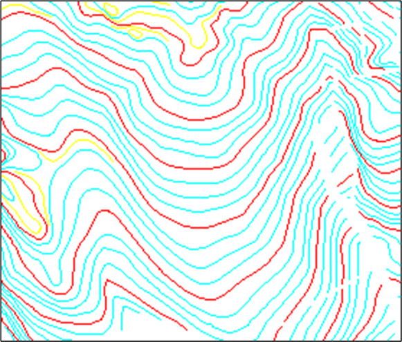 Digital contour lines for the digital terrain model (DTM)  