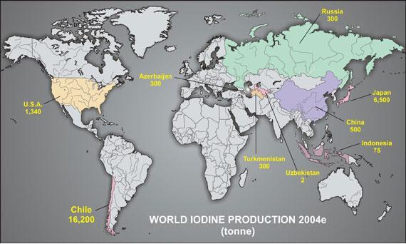 a világ jód termelése (2004)