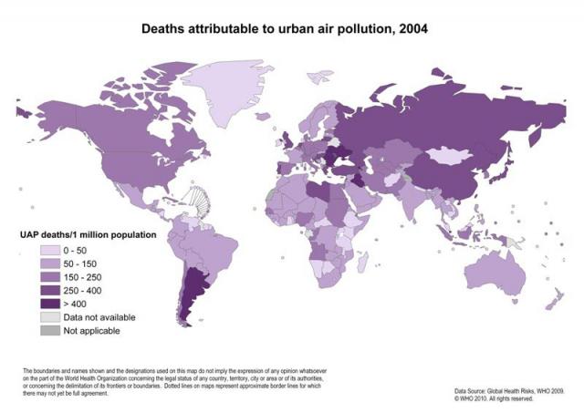 Szennyezett városi levegő miatti halálozások