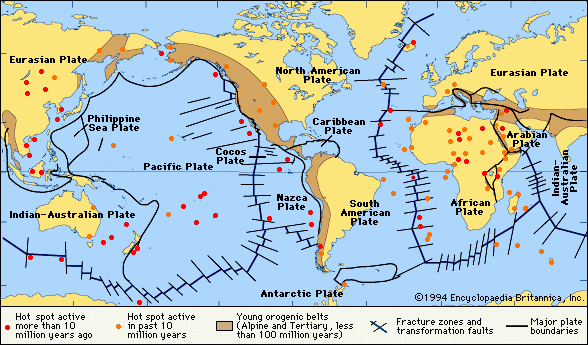 Fracture zones and hot spots