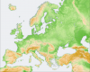 Európa domborzati térképe